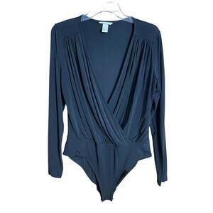 H & M draped black bodysuit medium